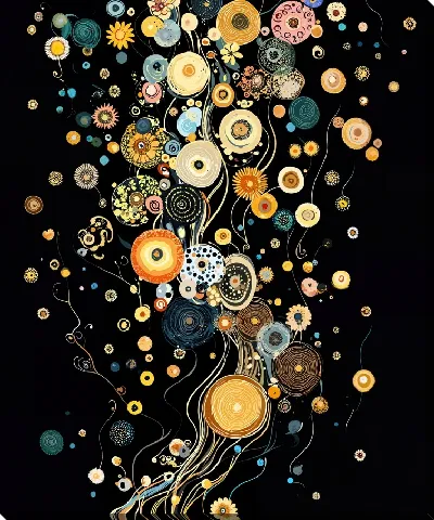 Картина маслом Цветы на черном фоне №6