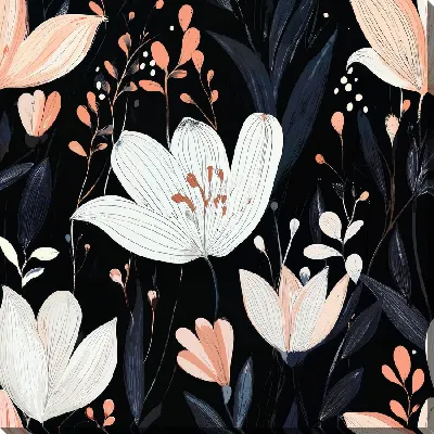 Картина маслом Цветы на черном фоне №13