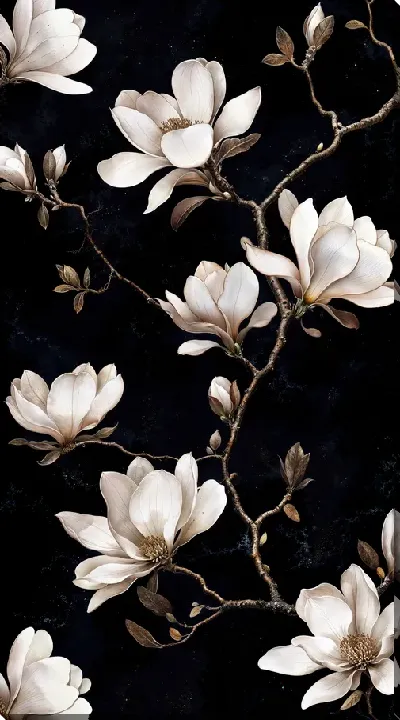 Картина маслом Цветы на черном фоне №14