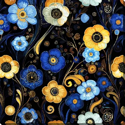 Картина маслом Цветы на черном фоне №16