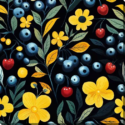 Картина маслом Цветы на черном фоне №17