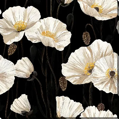 Картина маслом Цветы на черном фоне №20