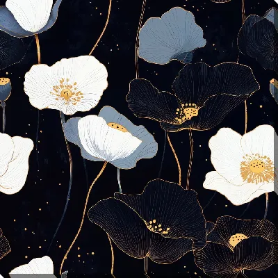 Картина маслом Цветы на черном фоне №21