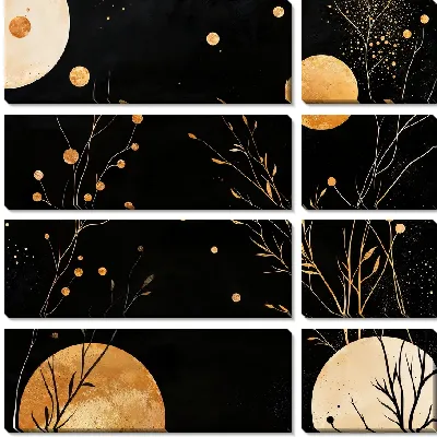 Модульная картина Цветы на черном фоне №23