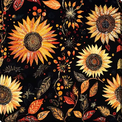 Картина маслом Цветы на черном фоне №33