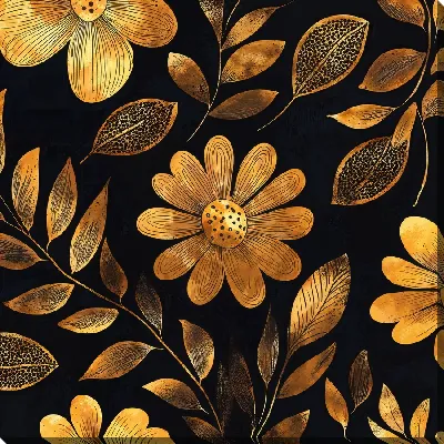 Картина маслом Цветы на черном фоне №39