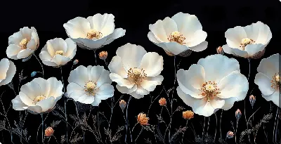 Картина маслом Цветы на черном фоне №40