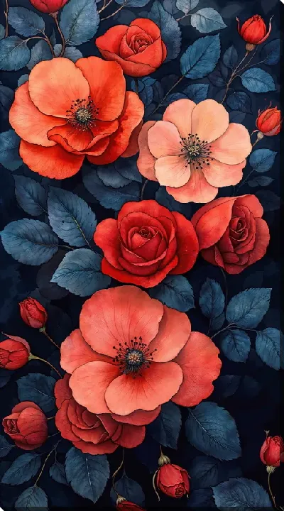 Картина маслом Цветы на черном фоне №43