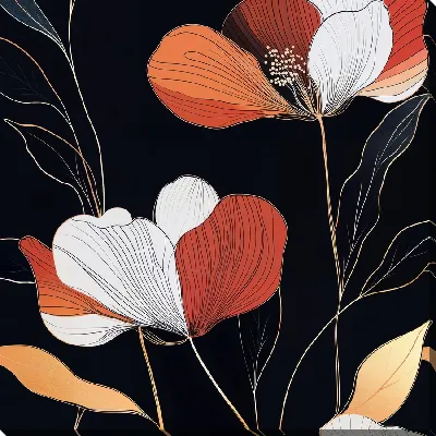 Картина маслом Цветы на черном фоне №57