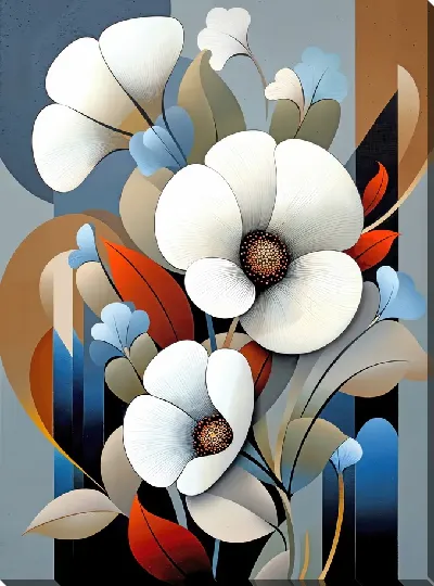 Картина маслом Белые цветы №12