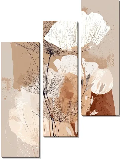 Модульная картина Белые цветы №14