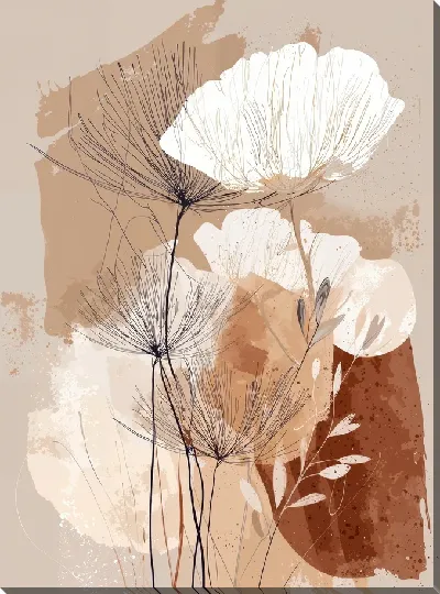 Картина маслом Белые цветы №14