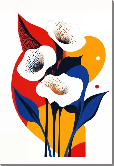 Картина маслом Белые цветы №17