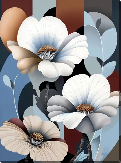 Картина маслом Белые цветы №19