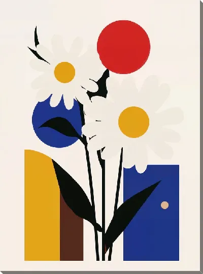 Картина маслом Белые цветы №21