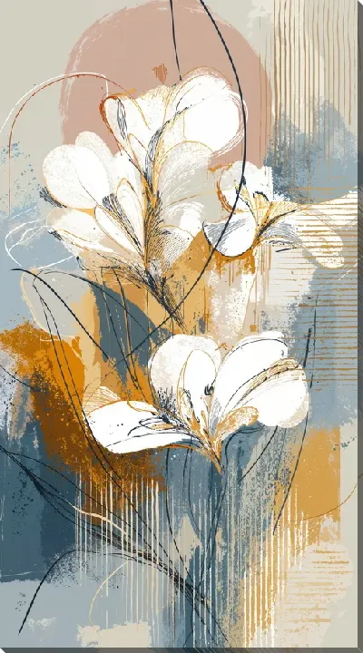 Картина маслом Белые цветы №23