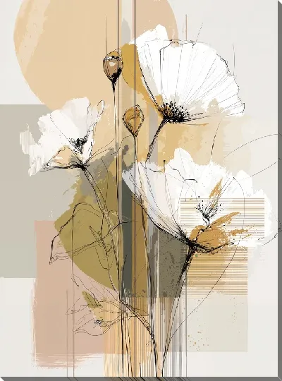 Картина маслом Белые цветы №24