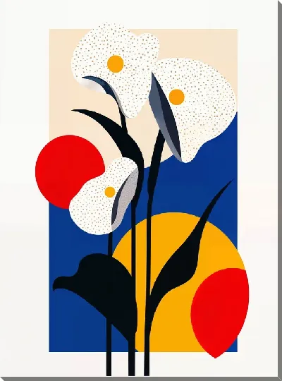 Картина маслом Белые цветы №25