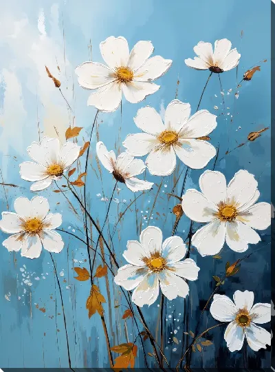 Картина маслом Белые цветы №51