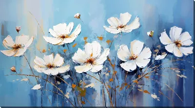 Картина маслом Белые цветы №52