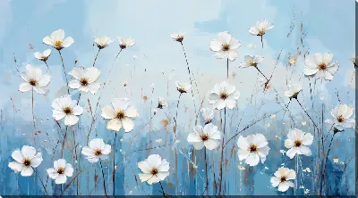 Картина маслом Белые цветы №53