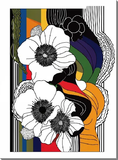 Картина маслом Белые цветы №55