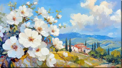 Картина маслом Белые цветы №59