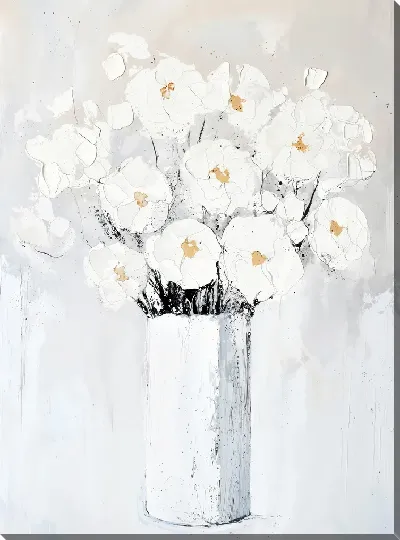 Картина маслом Белые цветы №63