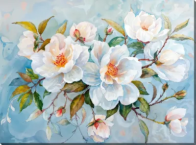 Картина маслом Белые цветы №67