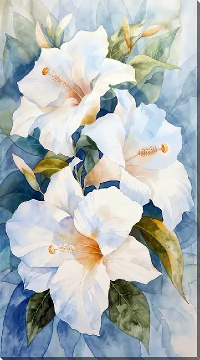 Картина маслом Белые цветы №69