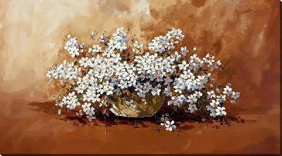 Картина маслом Белые цветы №70