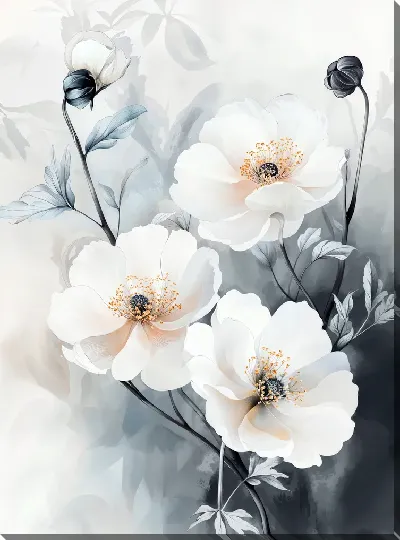 Картина маслом Белые цветы №75