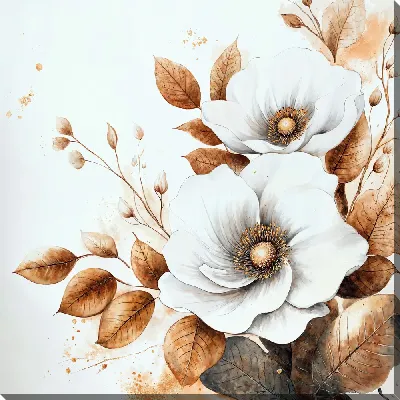 Картина маслом Белые цветы №76