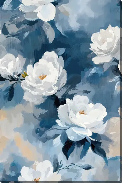 Картина маслом Белые цветы №77