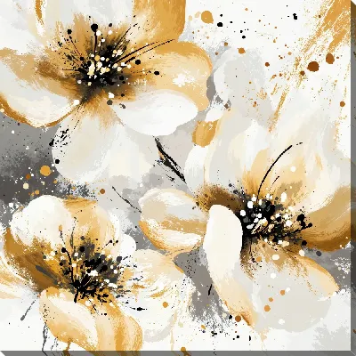 Картина маслом Белые цветы №79