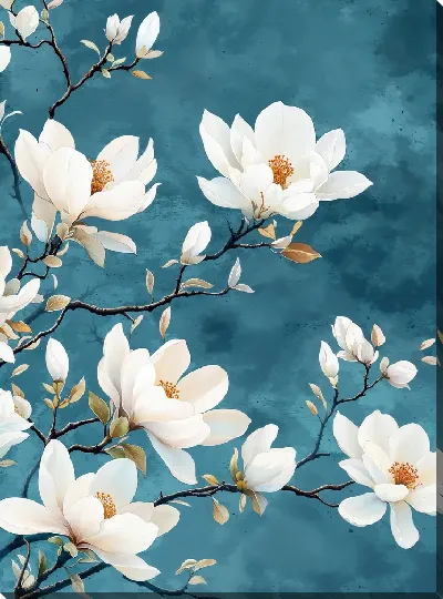 Картина маслом Белые цветы №80