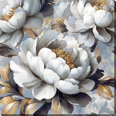 Картина маслом Белые цветы №81