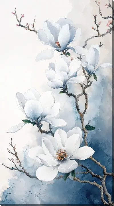 Картина маслом Белые цветы №82