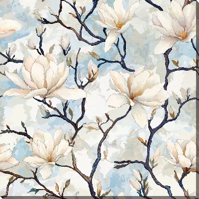 Картина маслом Белые цветы №84