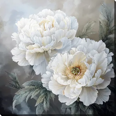 Картина маслом Белые цветы №85