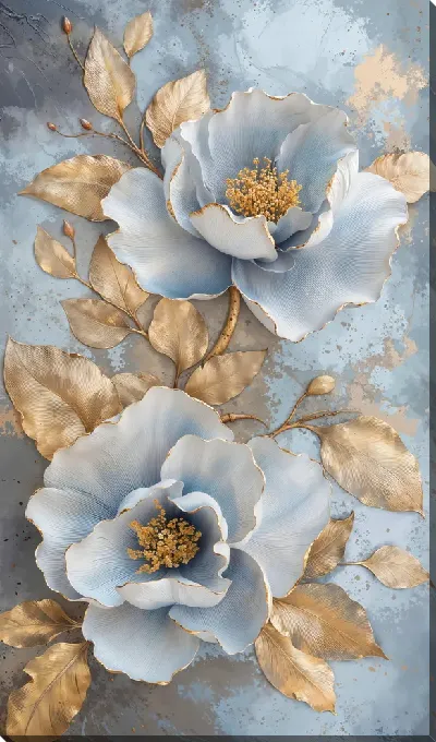 Картина маслом Белые цветы №86