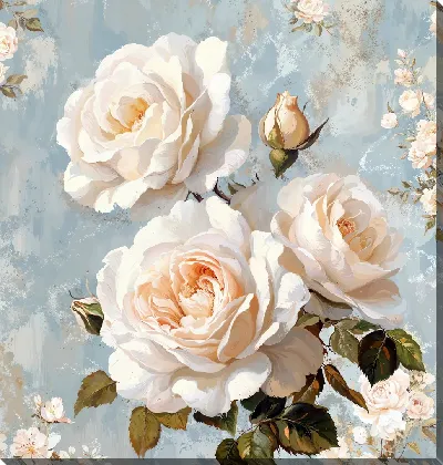 Картина маслом Белые цветы №88