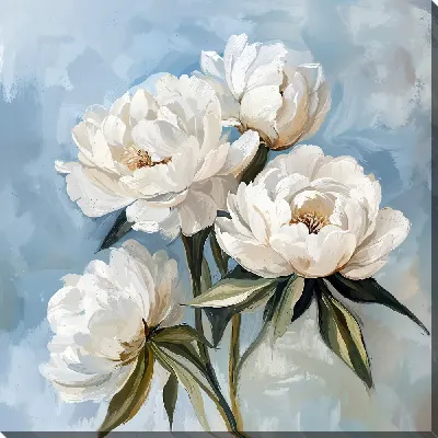 Картина маслом Белые цветы №91