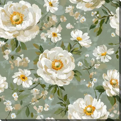 Картина маслом Белые цветы №94