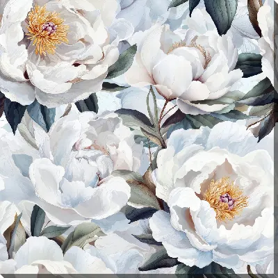 Картина маслом Белые цветы №97