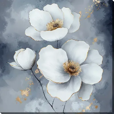 Картина маслом Белые цветы №101