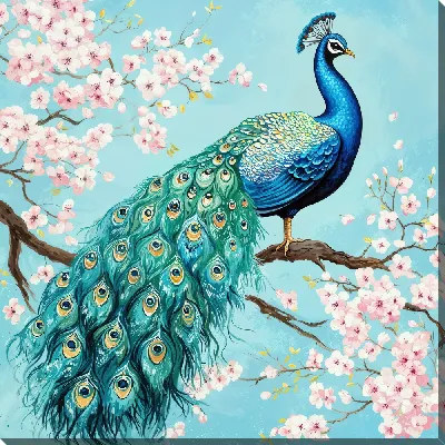 Картина маслом Павлин №10