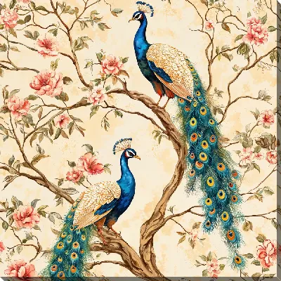 Картина маслом Павлин №12