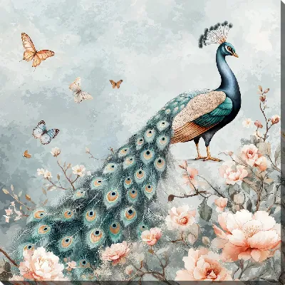 Картина маслом Павлин №15