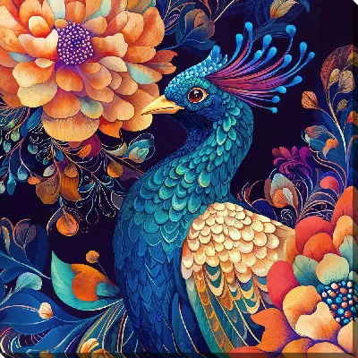 Картина маслом Павлин №22